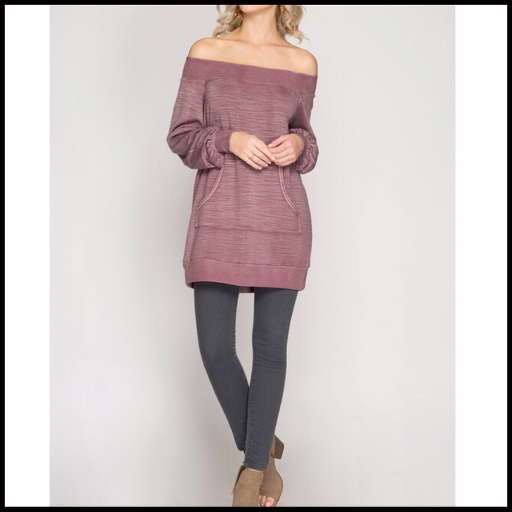 Off-the Shoulder Pocket Tunic - Picture 3 of 7